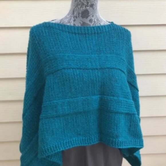 New women’s hand knit wool green poncho OS - Picture 1 of 5